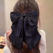 实拍 超大多层裙摆蝴蝶结抓夹飘带发饰缎面显脸小鲨鱼夹子后脑勺
