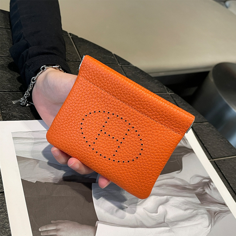 Genuine Leather Coin Purse Women's Pure Cowhide Hollow Card Bag New Style Small Lipstick Storage Bag Mini Exquisite ID Bag