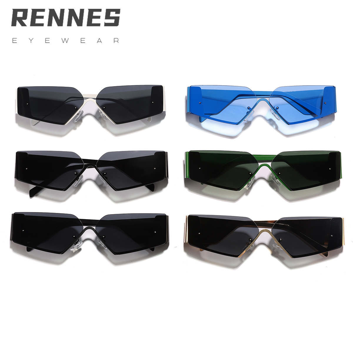 2024 nuevas gafas de sol con parasol Y2K con borde de caja de metal para mujer, gafas de sol personalizadas de estilo retro cóncavo transfronterizo