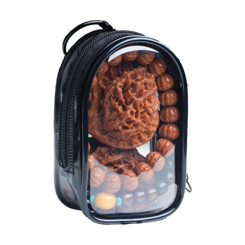 Wenwan storage bag portable round travel bodhi bead box accessory walnut bracelet pouch transparent seal-proof