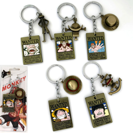Cartoon Keychains One Piece Pendant Wanted Luffy 3 billion Double Card Luo Doubl