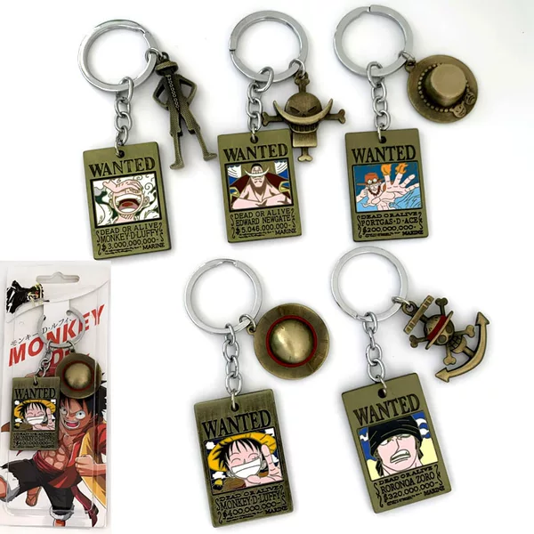 One Piece Pendant Wanted Luffy 3 billion Double Card Luo Double Card Reward Order Keychain Cartoon Animation Alloy