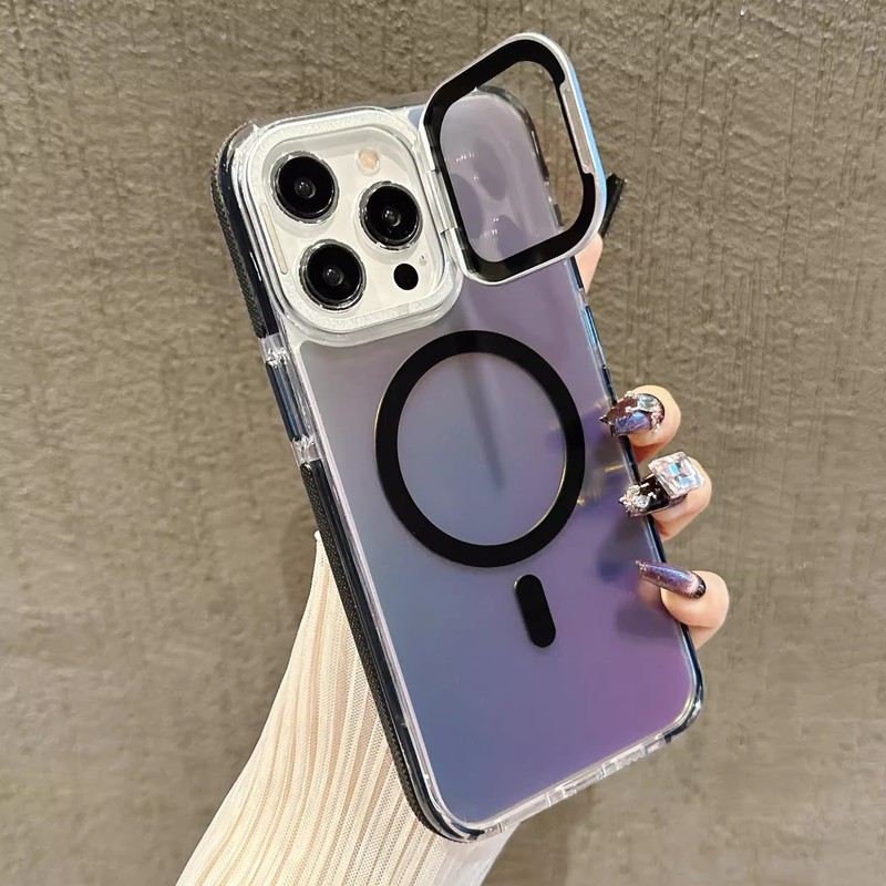 iPhone17Pro対応 レンズカバー付きスマホケース グラデーションマット 磁気吸着式 Apple16 全面保護ケース|undefined