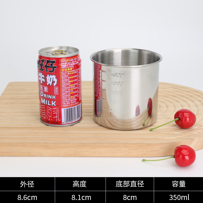 304 taza de medición de escala de acero inoxidable 250ml taza de medicina taza de medición taza de laboratorio para hornear con mango