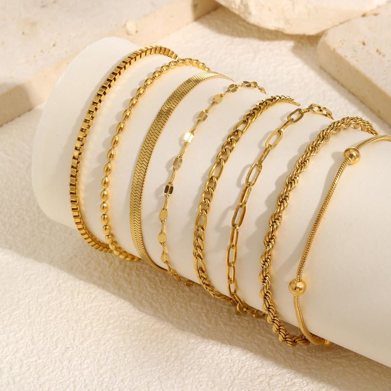 Women's Fashion Snake Bone Chain Twist Chain Simple Bracelet Daily Stacked Wear Joker Bracelet Wholesale Huan Mu Jewelry