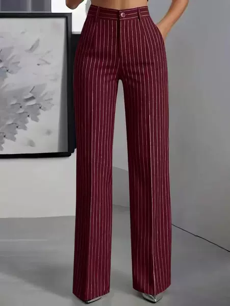Cross-Border Foreign Trade Amazon High-Waisted Vertical Striped Wide-Leg Suit Pants for Women 2026 Summer Style Elegant Commuting Fashion Versatile