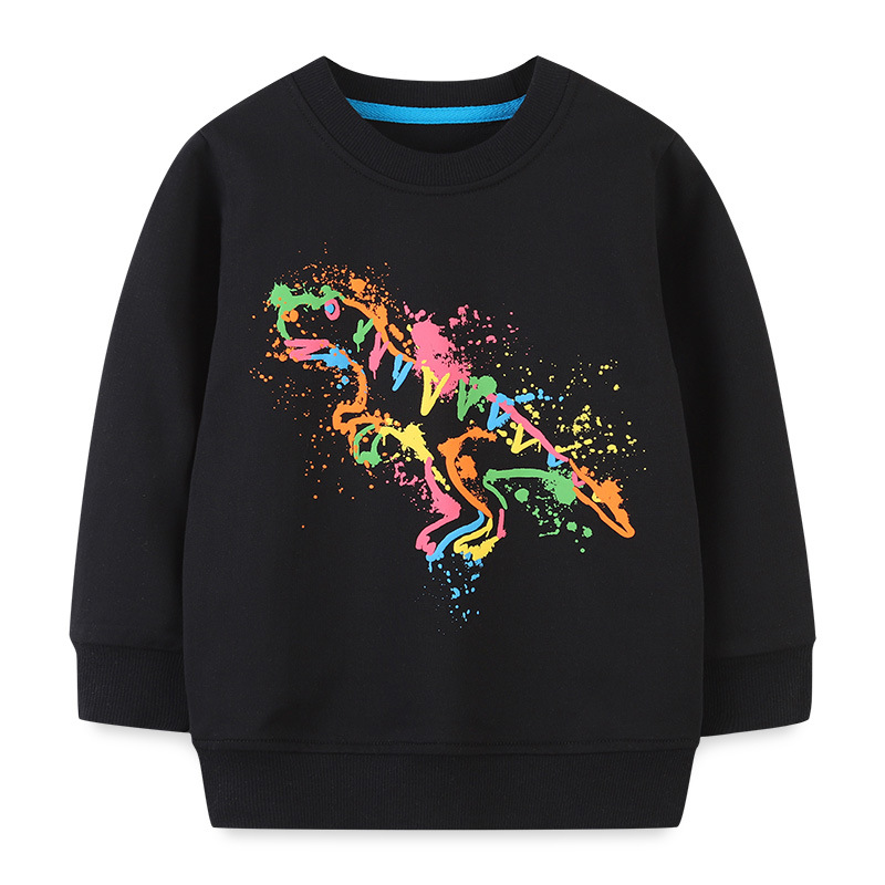 Sudadera de manga larga con estampado de dinosaurio para niños, estilo europeo y americano, novedad de otoño, sudadera tipo jersey, ropa exterior, suministro transfronterizo