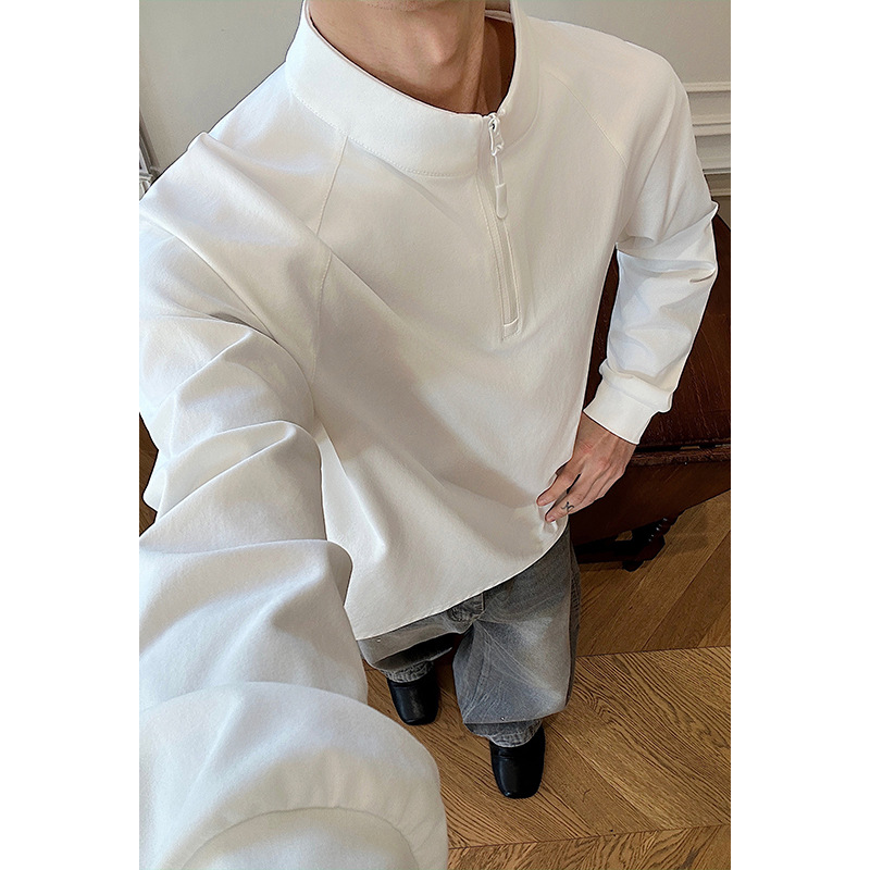 Half-zip Stand-up Collar Sports T-shirt For Men, Cycling Top, Mountain-style Outdoor Quick-dry Long-sleeve Shirt_voghion.com