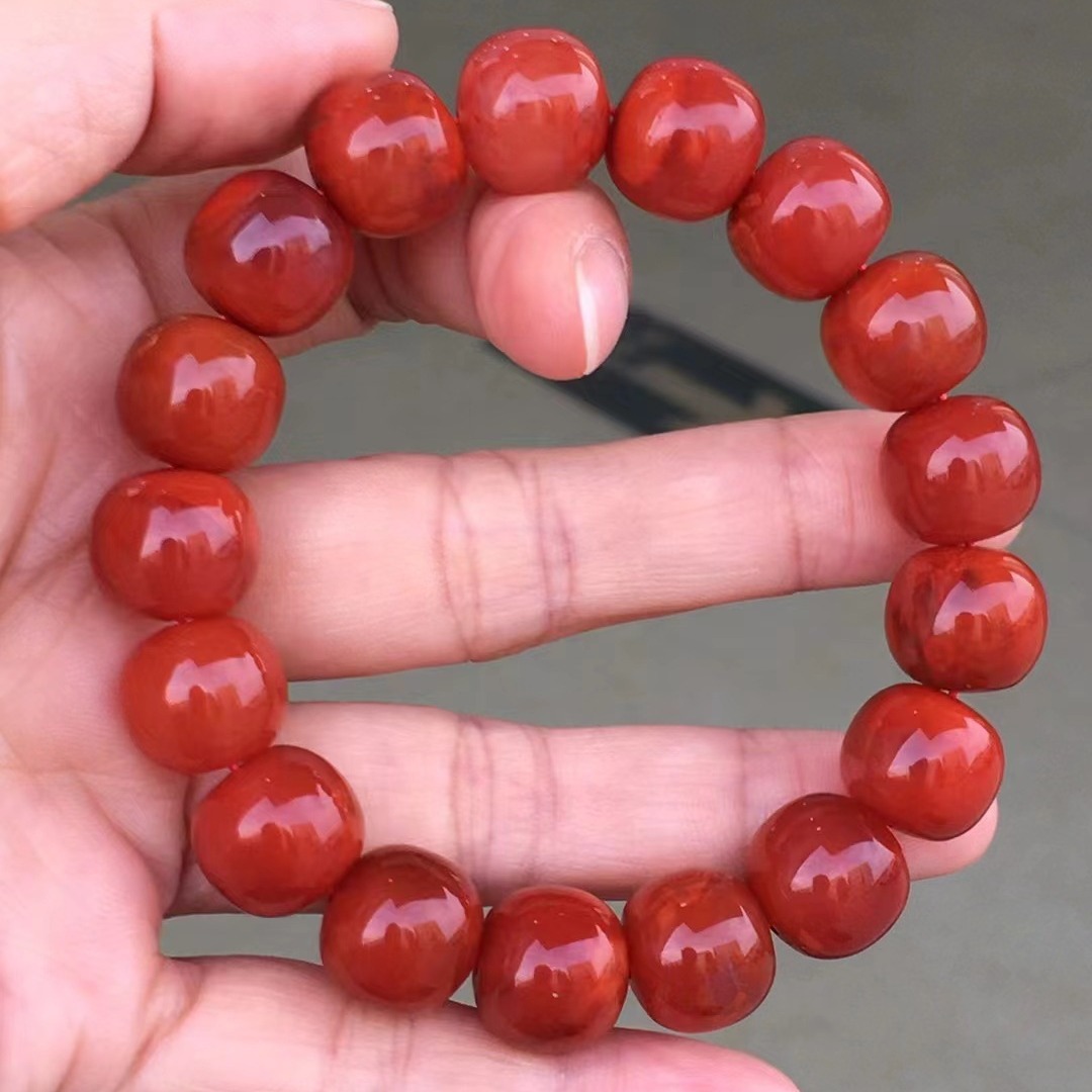 天然极品收藏品南红手串瓦西料老型南红手串川料南红老形手串批发