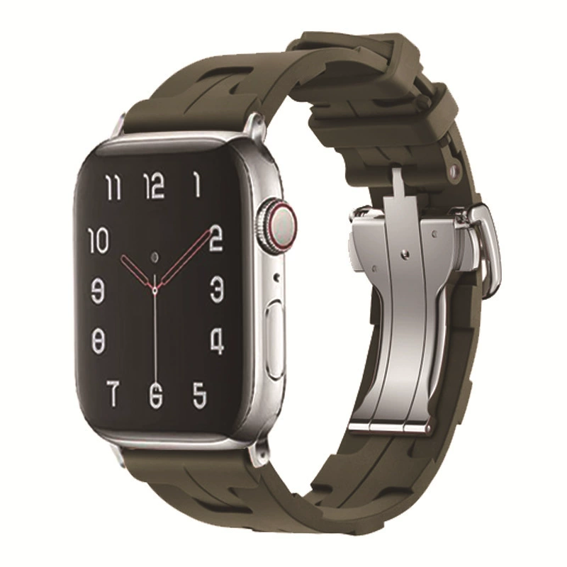 Подходит для Apple Watch 9 / Apple Watch Hermes силиконовый ремешок с складной бабочкой Caps Ultra SE