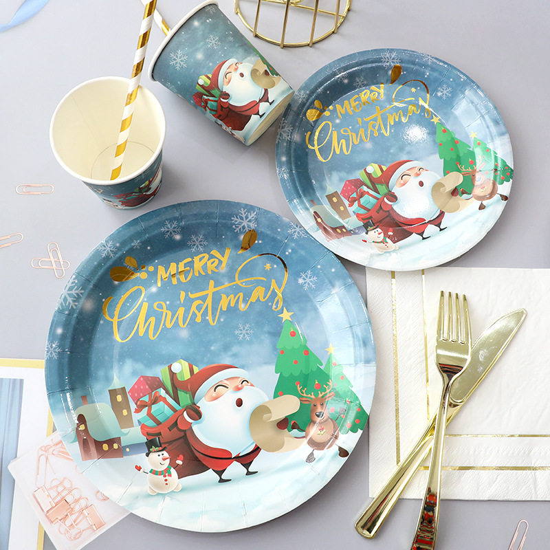 Christmas Decorative Dinner Plate New Year Party Supplies Disposable Plate Santa Claus Paper Cup Paper Plate Tableware Set Christmas Decorative Dinner Plate New Year Party Supplies Disposable Plate Santa Claus Paper Cup Paper Plate Tableware Set