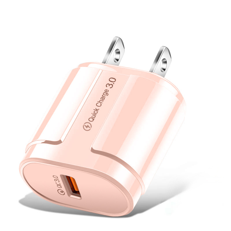 Estuche europeo y americano de carga rápida QC3.0 puerto único 5V/3A cabezal de carga carga rápida carga flash cargador de teléfono inteligente