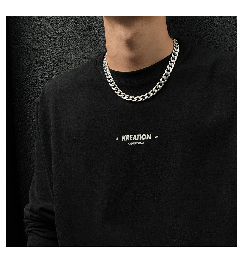 Miesten kaulakoru, yksinkertainen ja monipuolinen, kuubalainen riipus, niche-design, hip hop punk riipus, trendikäs solisluuketju, diskotarvikkeet_voghion.com
