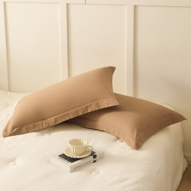 A clase 100S de color sólido algodón molido una sola funda de almohada de algodón de otoño y invierno doble funda de almohada gruesa funda de almohada
