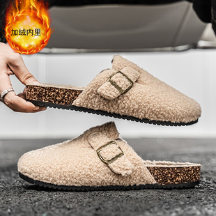 Cross-border plus size Cotton Slippers Men's Outwear Bokken Cork Cotton Shoes Winter fleece-lined Couple Mao Mao Slippers Lazy Slippers