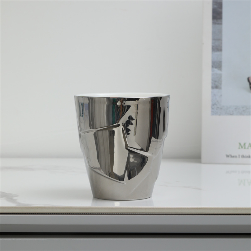 306 handleless bamboo cup-electroplated silver 250ml
