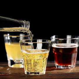 泓丽钢化玻璃杯啤酒杯玻璃小酒杯四方杯白酒杯八角杯威士忌酒杯