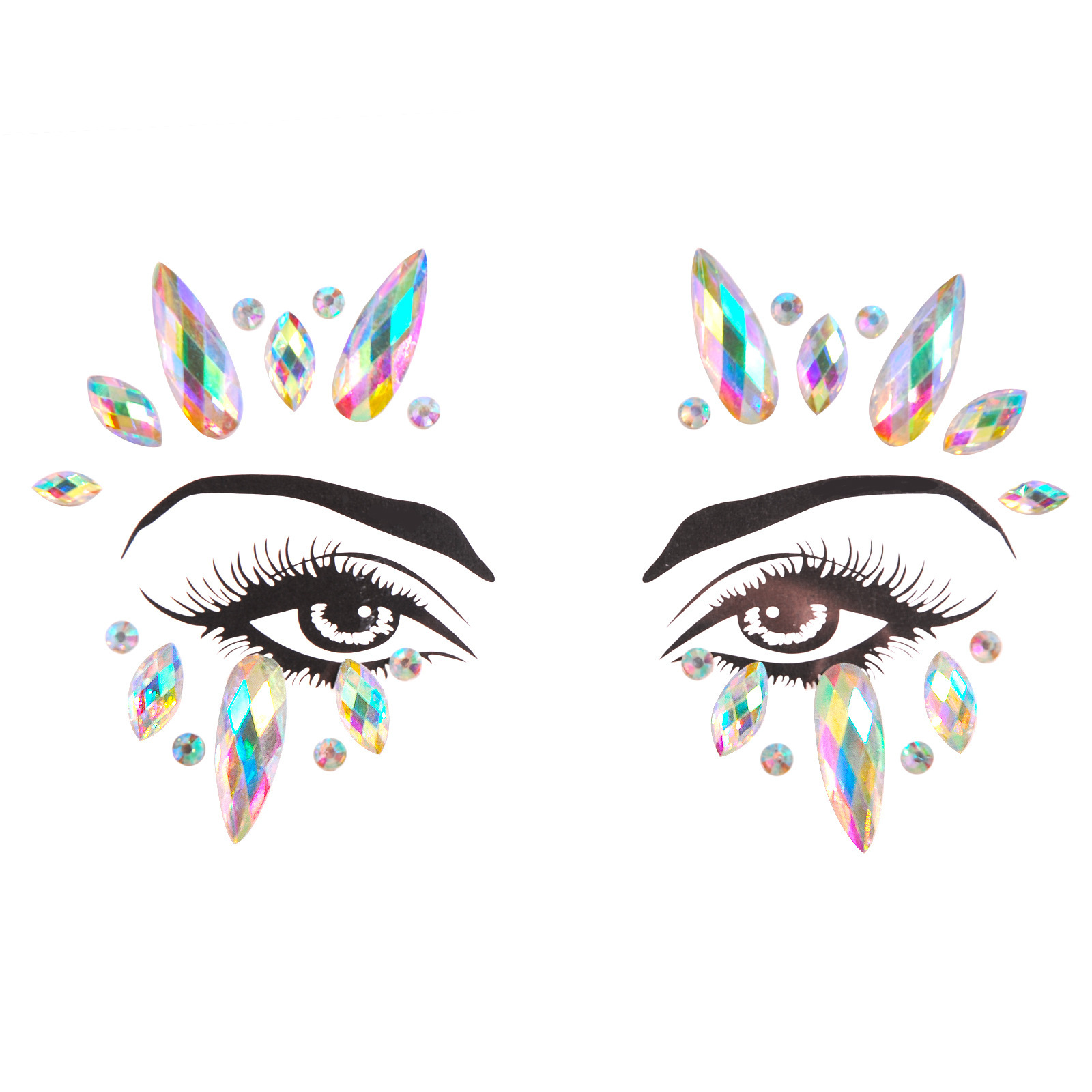 Cruz-frontera nueva cara pegatinas DIY acrílico diamante pegatinas Halloween diamante pegatinas ceja cara pegatinas estrella fiesta