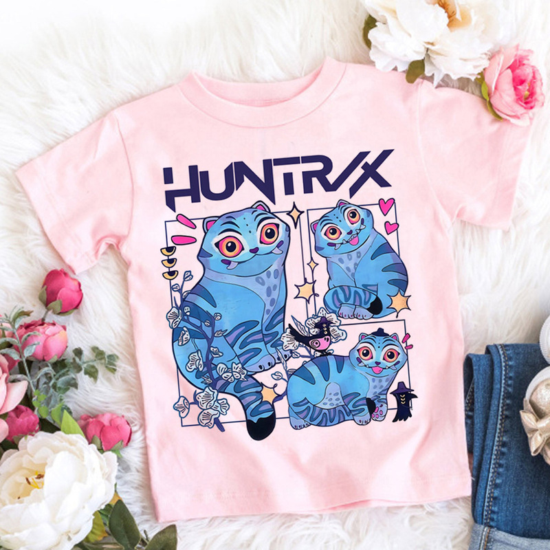 Kpop Demon Slayer T-Shirt Children's Cartoon Anime Meme Printed Clothes Round Neck Basic Boys Tops Casual