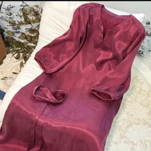 铜氨丝连衣裙新款大码重磅真丝名媛气质显瘦中长款中年妈妈裙子