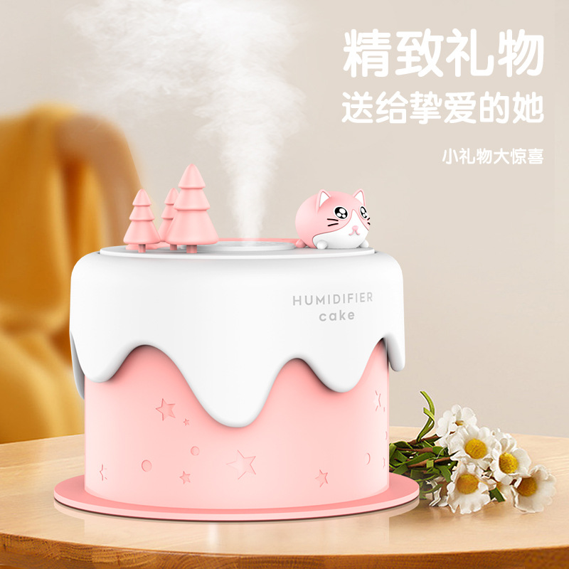 고양이 케이크 미니 초음파 가습기 사무실 책상용 USB 가습기