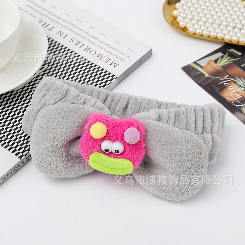 Corea del Sur de dibujos animados banda de pelo diadema para las niñas cara de lavado banda de pelo lindo oso de peluche cabeza estrella banda de pelo al por mayor