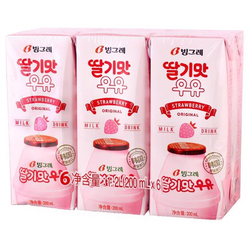 Korean imported beverage Binggrae strawberry-flavored milk drink peach banana fruit-flavored breakfast beverage