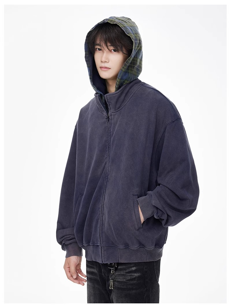 Chaqueta corta con capucha para hombre y mujer estilo boxy holgado_voghion.com