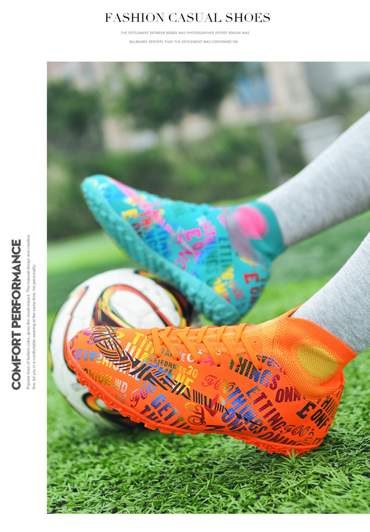 High Top Soccer Boots For Youth Competitive Training And Turf Play_voghion.com