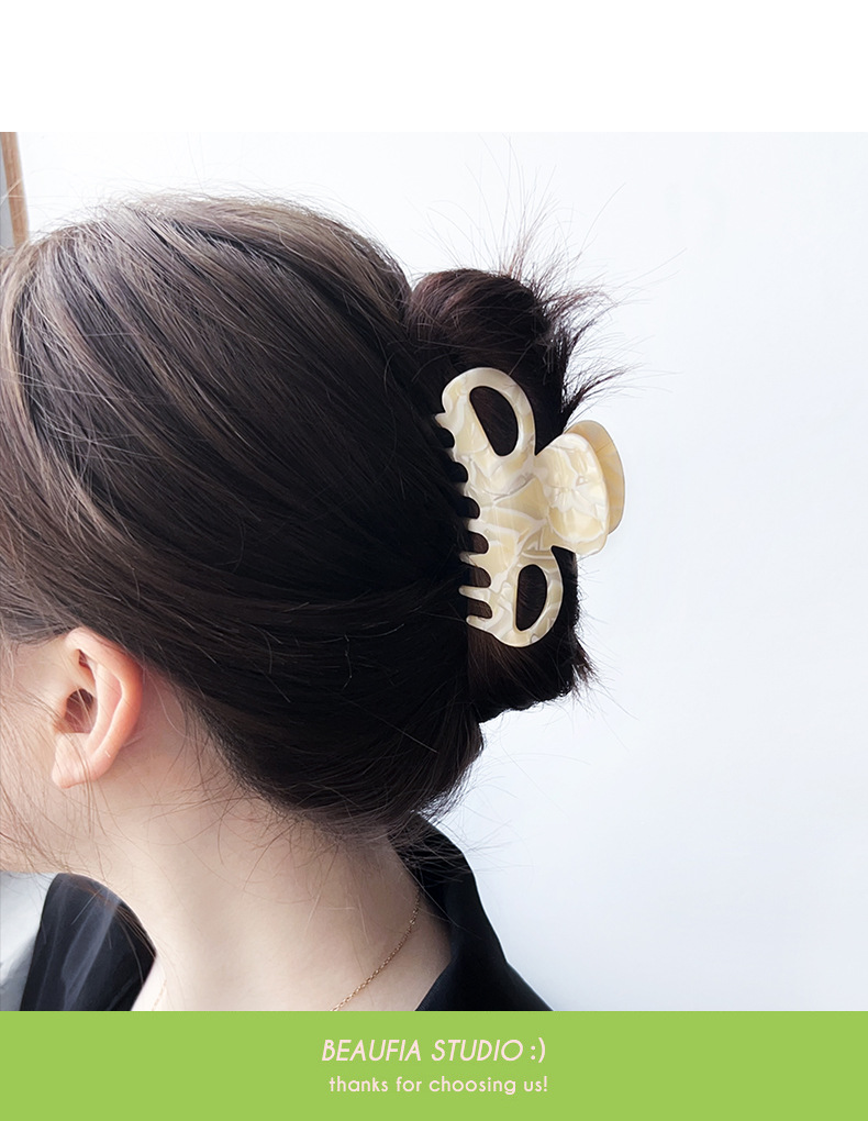 Sweet Style Women's Sweet Bow Knot Acetic Acid Sheets Hollow Out Hair Claws