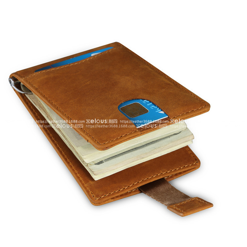 定制男士真皮錢包頭層牛皮rfid錢包短款美金夾卡包