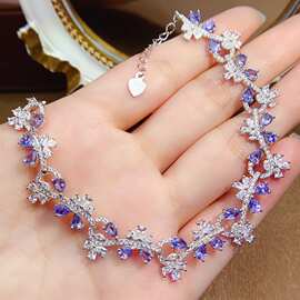 跨境专供天然坦桑石手链轻奢高级感手链珠串3*4mm新款手饰