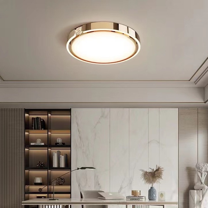 Light Luxury Diamond Ring Spray Paint Led Ceiling Light Living Room Light Rectangular Atmospheric Household Iron Home Master Bedroom Lamps