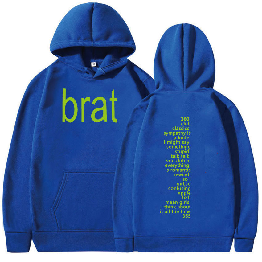 Charli XCX Brat 2024 Tour Album Print Hoodie Men Hip Hop Ret