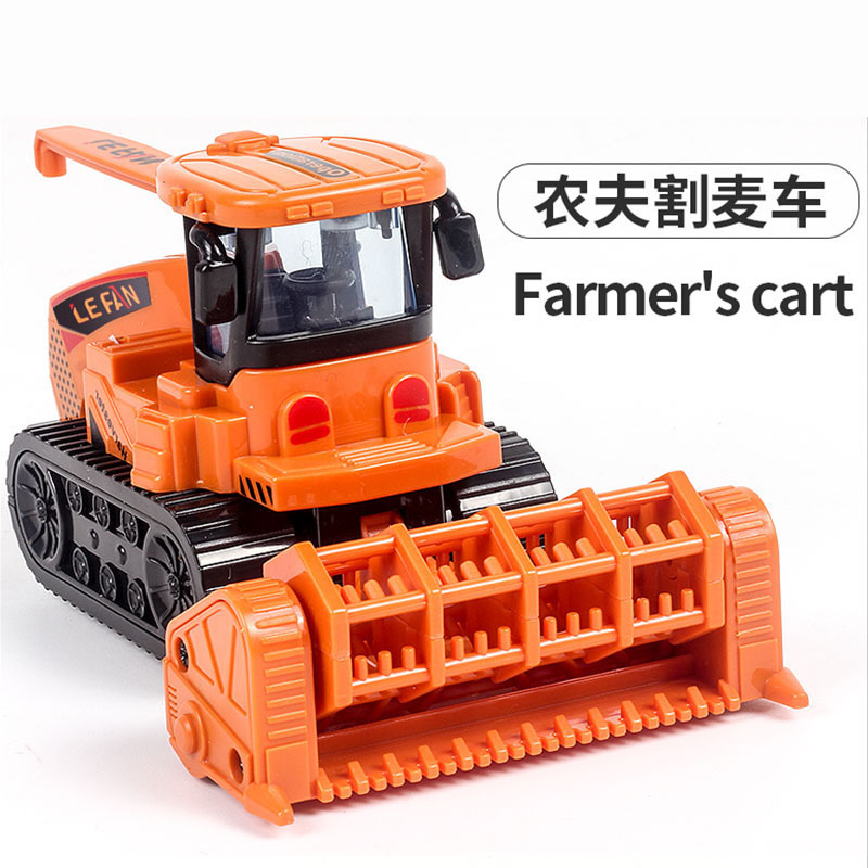 modelo de tractor de simulación infantil juguete cosechador de trigo de agricultores inercia resistente a la caída combinación vehículo de transporte agrícola