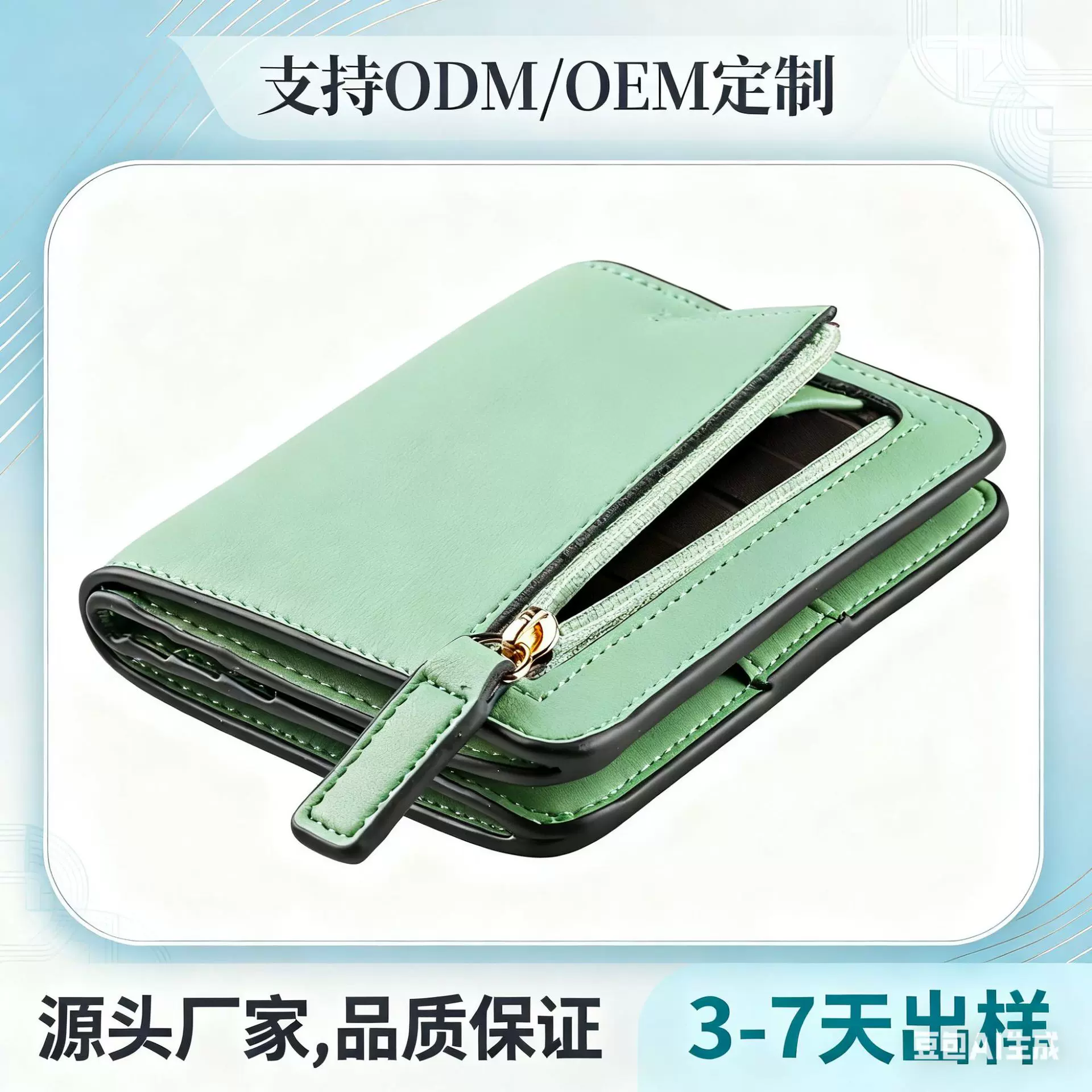 跨境爆款定制韩版简约PU零钱包女士短款RFID防盗刷钱夹狮岭包包