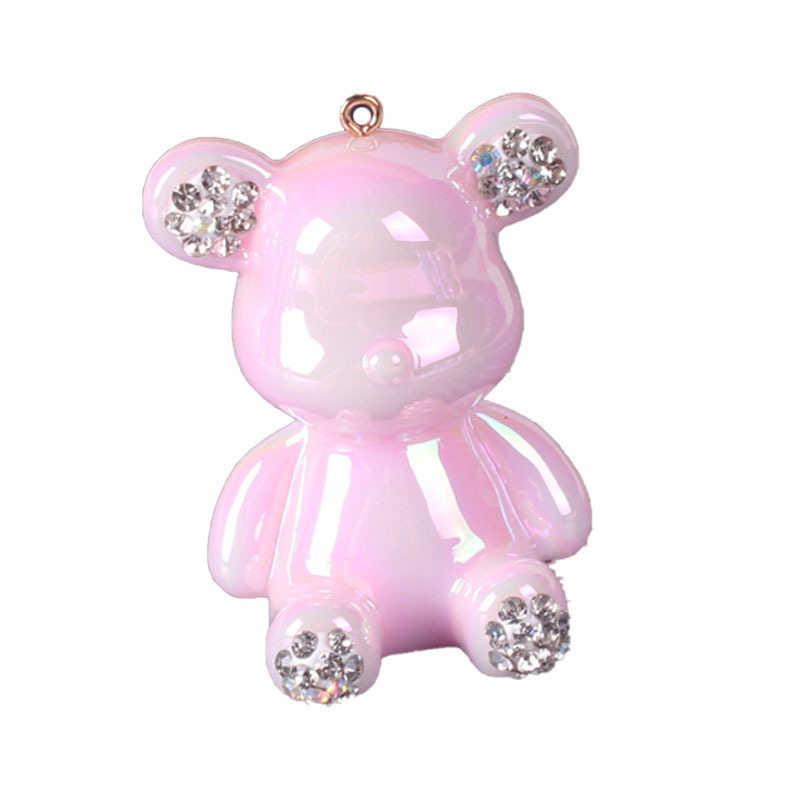 Accesorios de joyería de bricolaje artesanía de resina muñeca de dibujos animados animal lindo oso violento llavero colgante decoración de diamantes image 5