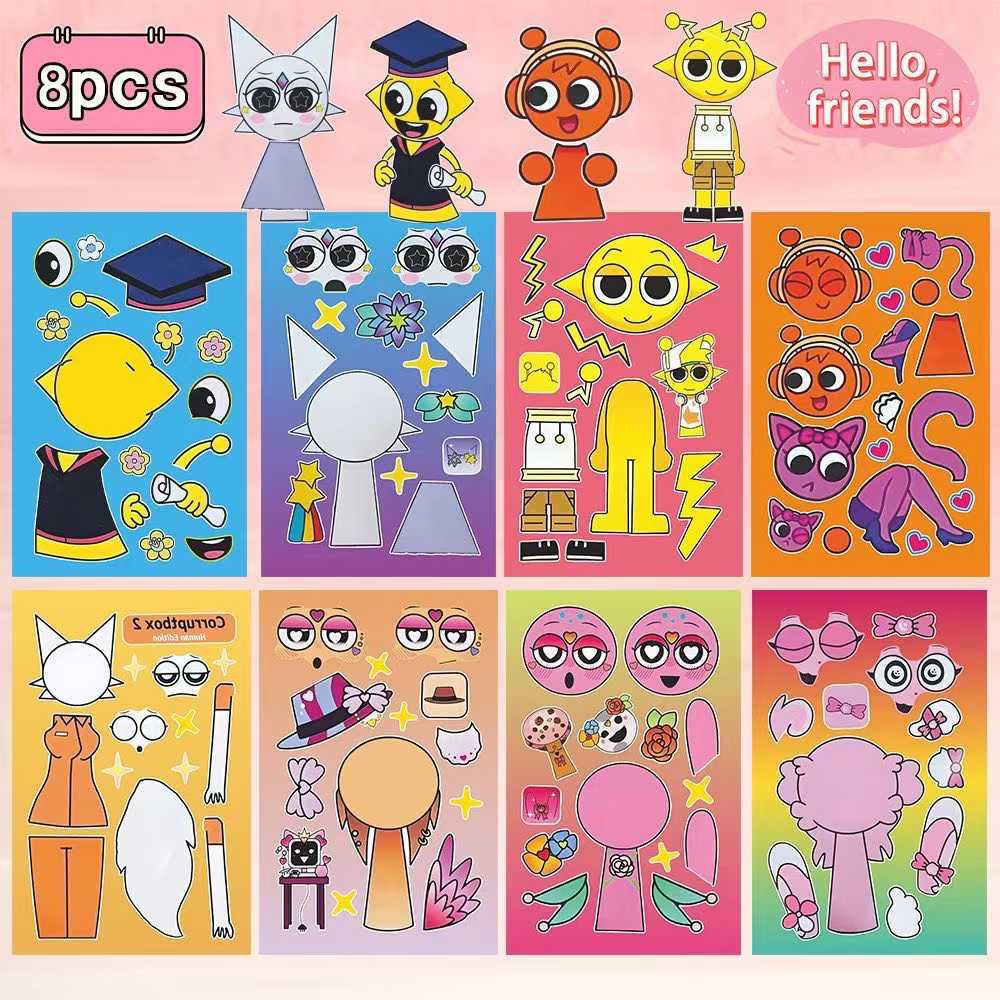 Caja de ritmo de cambio de pegatinas con rompecabezas para niños cuentas de mano para chicas DIY juguetes divertidos descomprimidos a mano