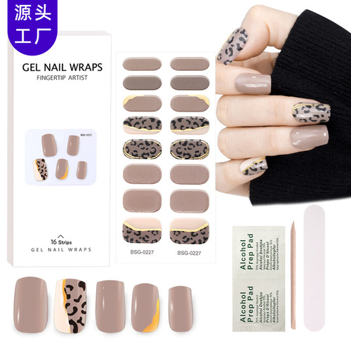 Zhengxiang Internet celebrity semi-cured nail stickers customized Amazon gel UV nail stickers 3D bronzing phototherapy nail stickers