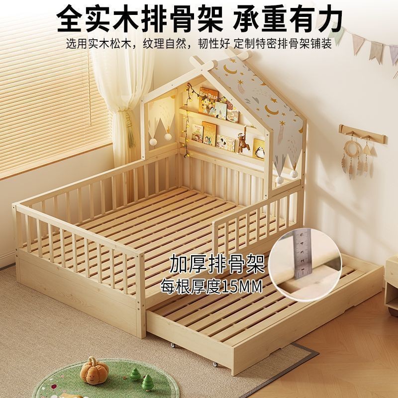 All Solid Wood Children's Girl Princess Bed with Guardrail Home Baby Single Bed Boy Tree House Bed Design