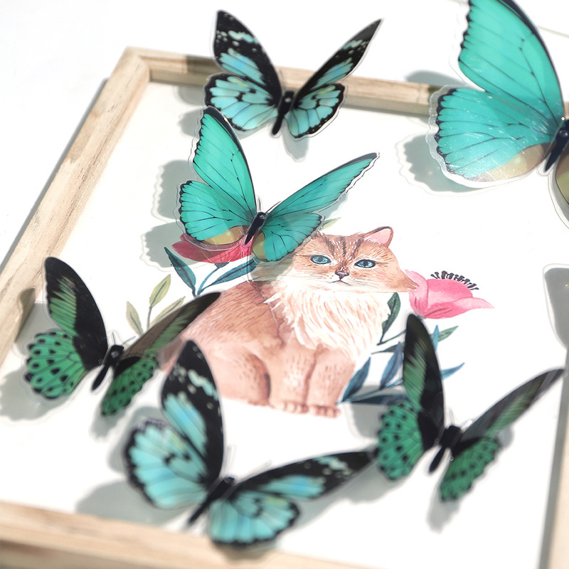 Cross-Border 36-Piece Pvc Colorful 3D Realistic Butterfly Decoration for Selfie Photos DIY Materials Background Wall Stickers Accessories
