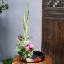 小原流剑山插花花器花艺器皿塑胶塑料插花花盘日式中式水养鲜花