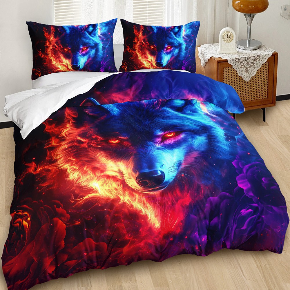 TEMU / JIT transfronterizo especial para la impresión digital de lana abrasiva kit de edredón textil doméstico Wolf Totem Dreamcatcher fabricantes de red