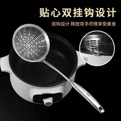 Thickened 304 stainless steel punched line oil leakage frying filter net strainer kitchen large scoop hot pot strainer 