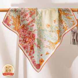 高级复古红色2025新款双面双色丝毛真丝丝巾女轻奢高级感披肩围巾