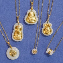 金镶玉和田白玉观音弥勒佛赐福吊坠福袋路路通转运珠直播礼品批发