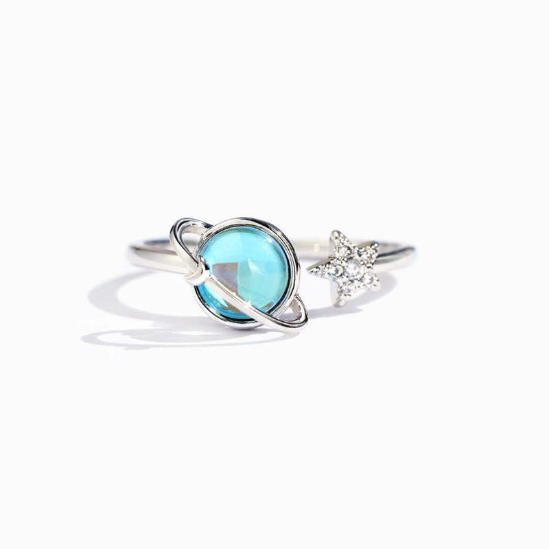 Cross-Border Hot-Selling Non-Rotatable Fingertip Star Moon Earth Ring for Women, Simple and Fashionable European and American Style Index Finger Ring