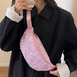 新款新款亮片跨境单肩包唐妮儿批发洋气休闲腰包文艺通勤女小胸包