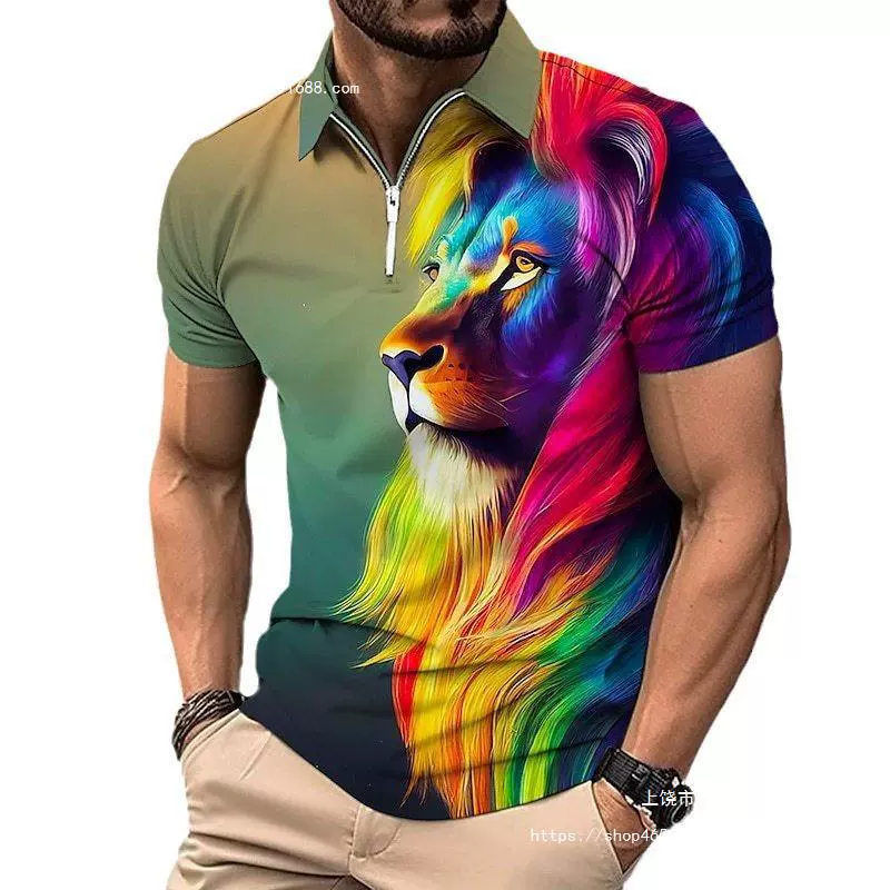 Модное поло для отдыха на молнии, Amazon, 3D