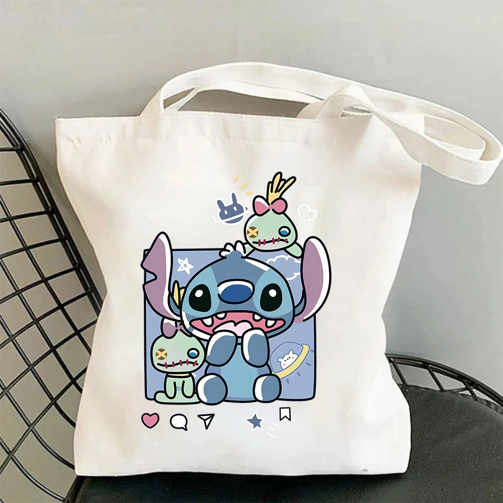 星际宝贝史迪奇周边印花帆布包女ins韩风手提单肩时尚学生帆布袋